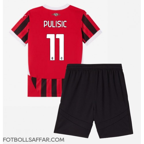 AC Milan Christian Pulisic #11 Hemmadräkt Barn 2024-25 Kortärmad (+ Korta byxor)